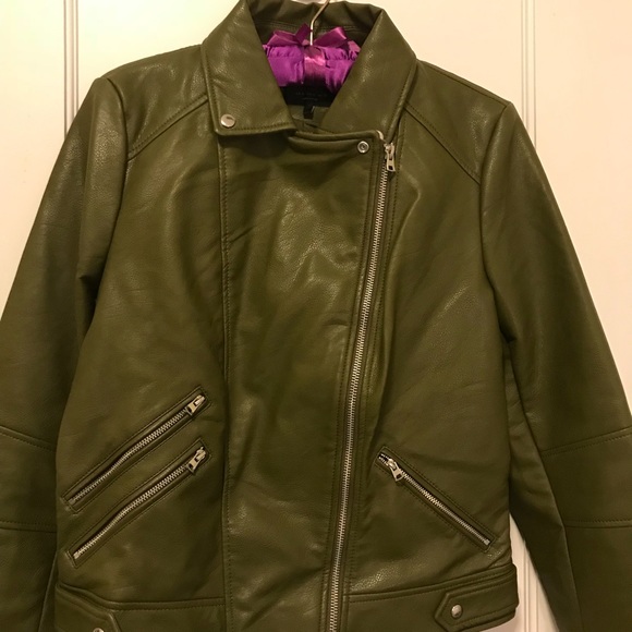 Zara Jackets & Blazers - Zara Olive Leather Jacket